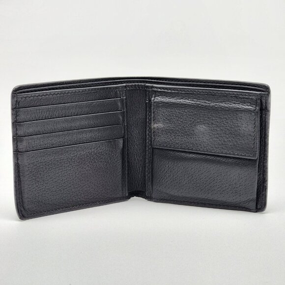 GUCCI Men's Bifold Wallet-Logo Stripe Web Black Leather - Picture 16 of 17